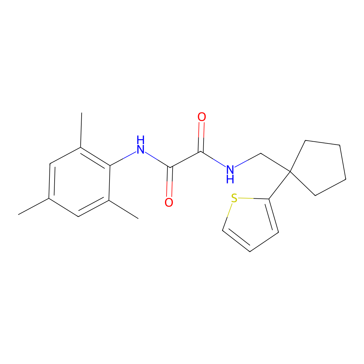 N-{[1-(thiophen-2-yl)cyclopentyl]methyl}-N'-(2,4,6-trimethylphenyl)ethanediamide molecular structure, CAS 1060193-86-3