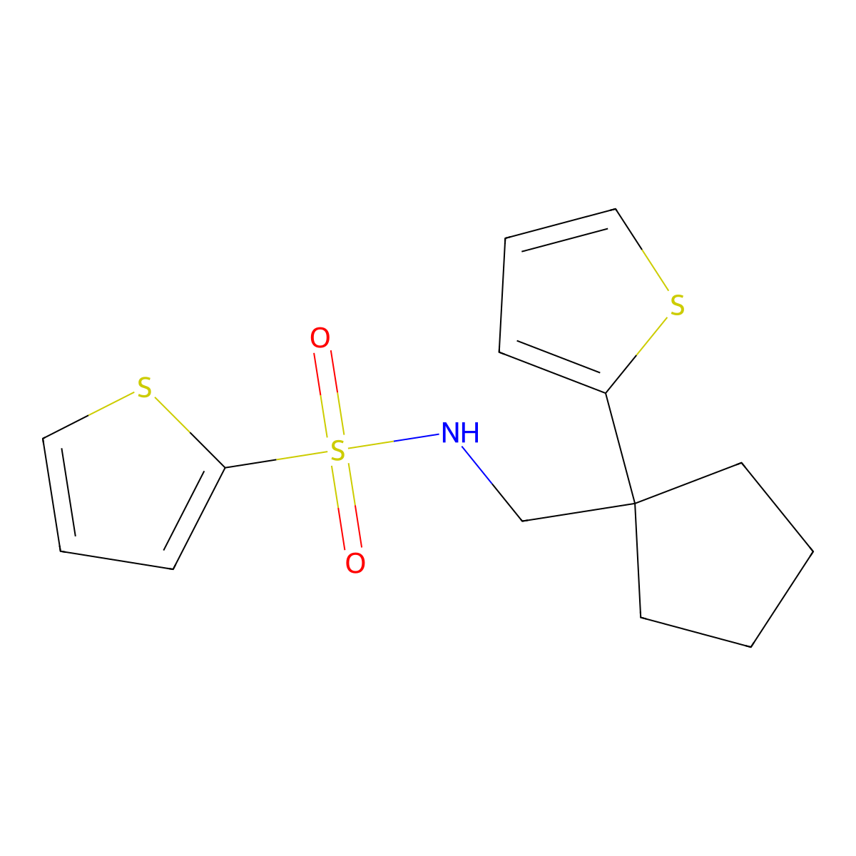 N-{[1-(thiophen-2-yl)cyclopentyl]methyl}thiophene-2-sulfonamide molecular structure, CAS 1060194-27-5