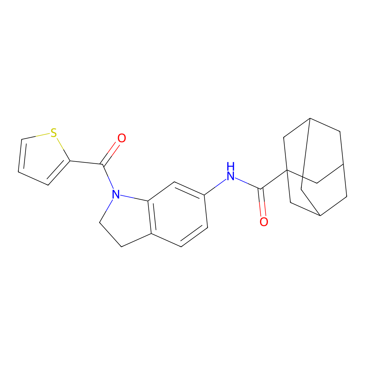 (3r,5r,7r)-N-(1-(thiophene-2-carbonyl)indolin-6-yl)adamantane-1-carboxamide molecular structure, CAS 1060196-56-6