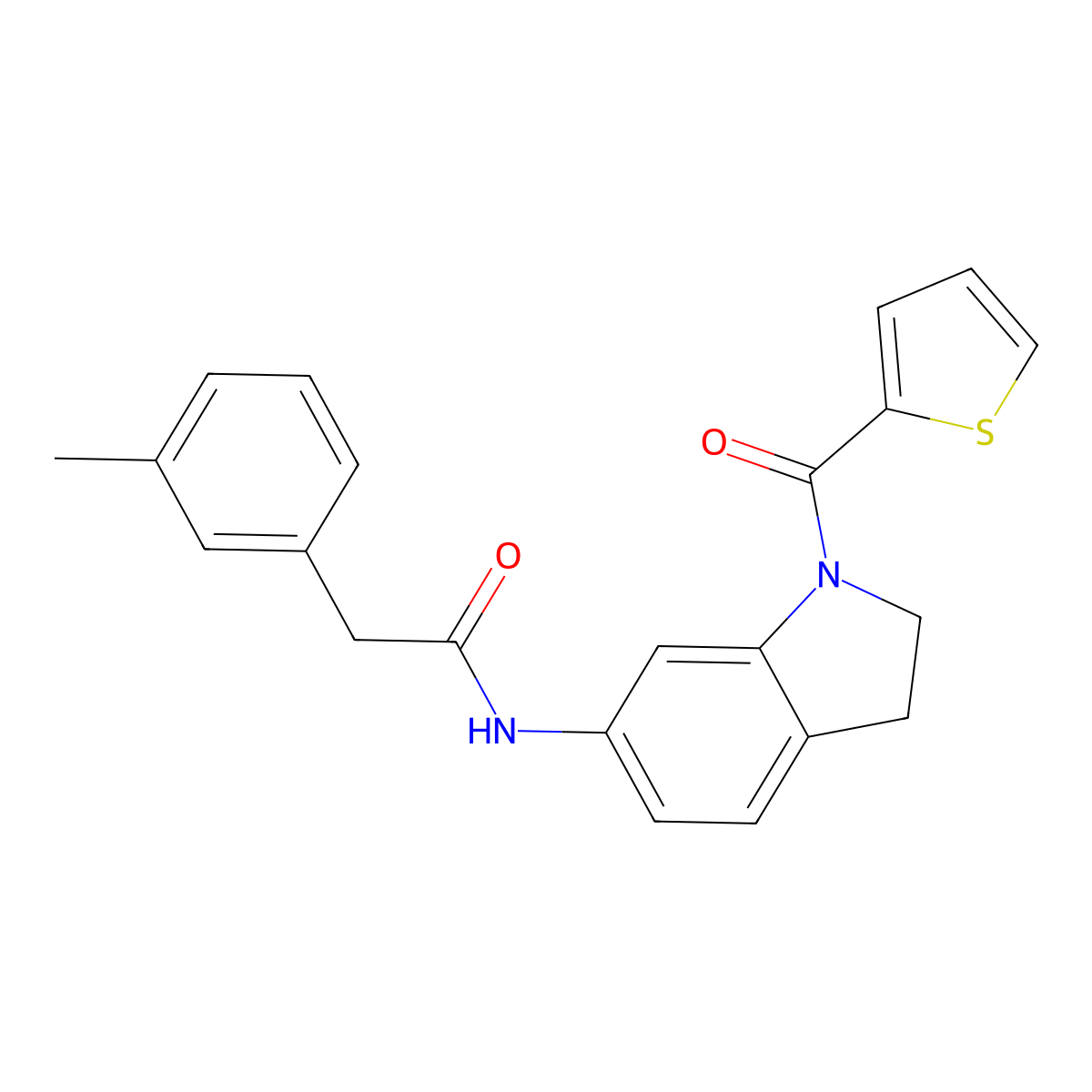 N-(1-(thiophene-2-carbonyl)indolin-6-yl)-2-(m-tolyl)acetamide molecular structure, CAS 1060197-32-1