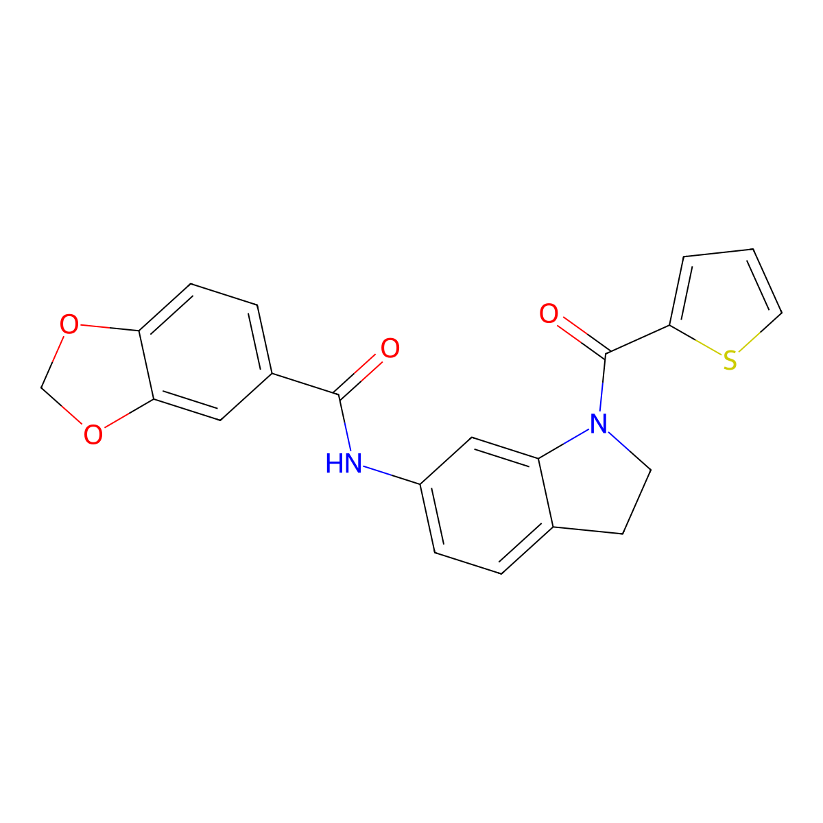 N-(1-(thiophene-2-carbonyl)indolin-6-yl)benzo[d][1,3]dioxole-5-carboxamide molecular structure, CAS 1060197-64-9