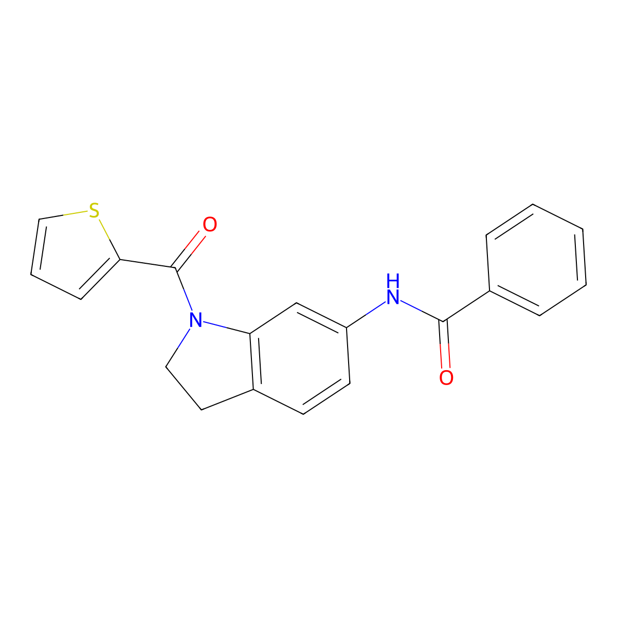 N-(1-(thiophene-2-carbonyl)indolin-6-yl)benzamide molecular structure, CAS 1060197-72-9