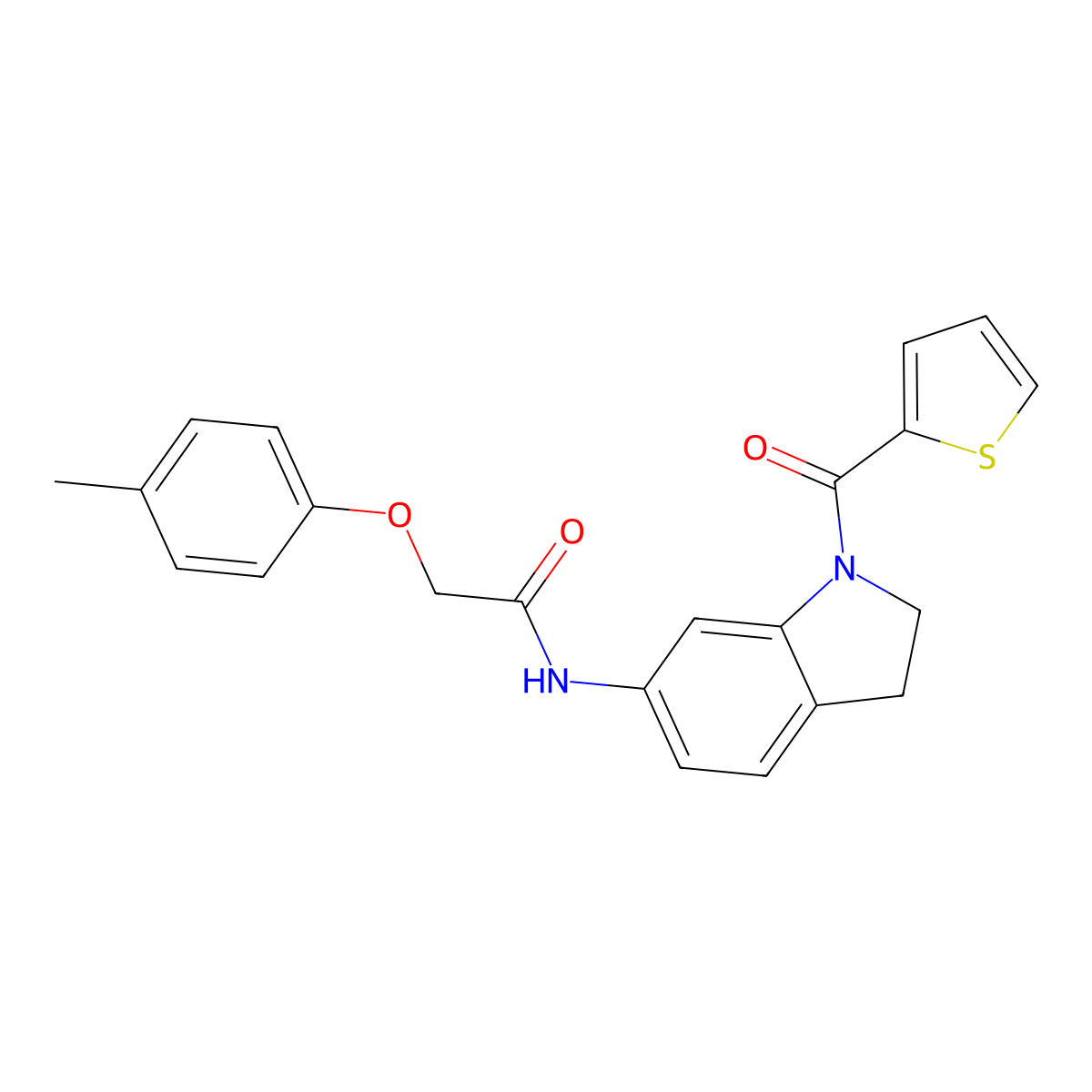 N-(1-(thiophene-2-carbonyl)indolin-6-yl)-2-(p-tolyloxy)acetamide molecular structure, CAS 1060197-88-7