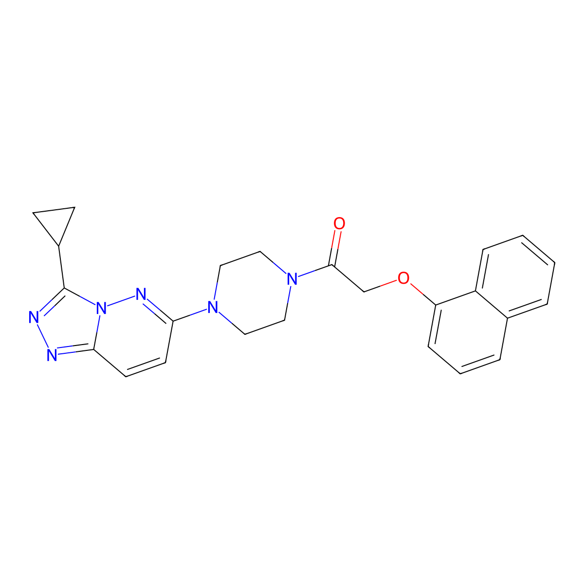 1-(4-(3-Cyclopropyl-[1,2,4]triazolo[4,3-b]pyridazin-6-yl)piperazin-1-yl)-2-(naphthalen-1-yloxy)ethanone molecular structure, CAS 1060197-99-0