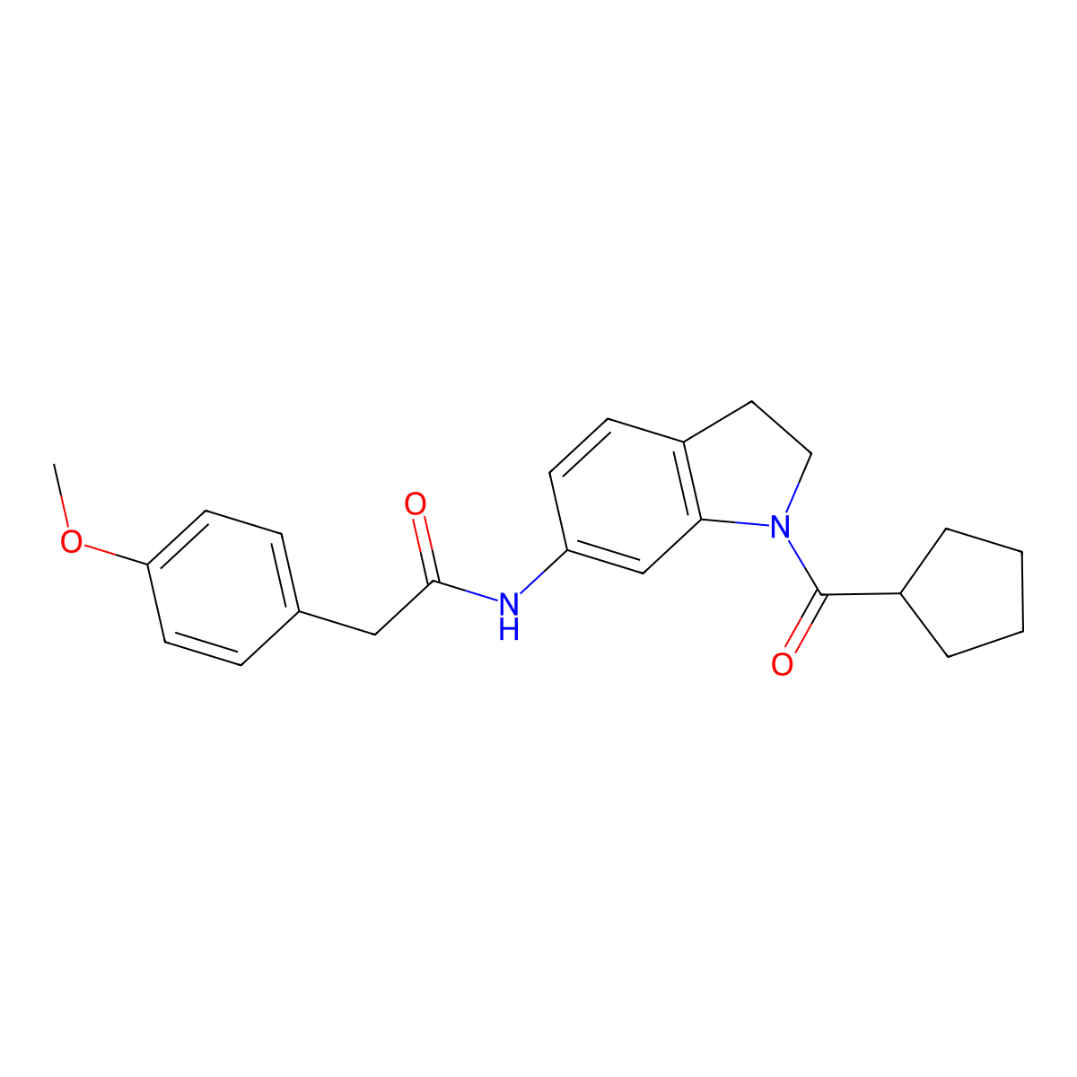 N-(1-(cyclopentanecarbonyl)indolin-6-yl)-2-(4-methoxyphenyl)acetamide molecular structure, CAS 1060198-04-0