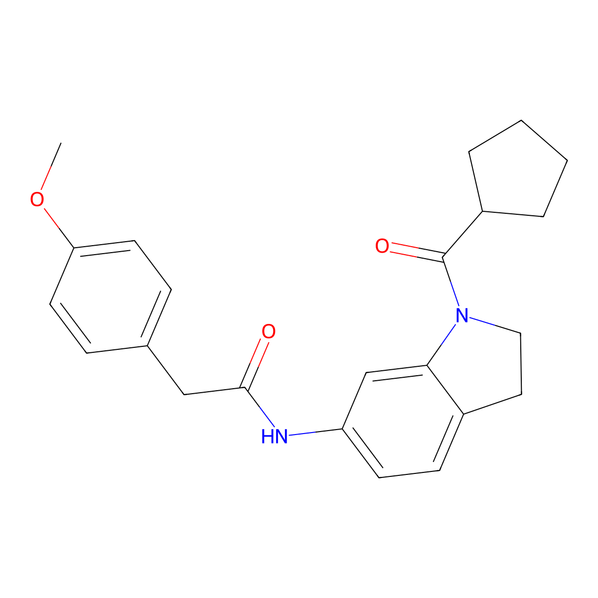 N-(1-(cyclopentanecarbonyl)indolin-6-yl)-2-(4-methoxyphenyl)acetamide molecular structure, CAS 1060198-04-0