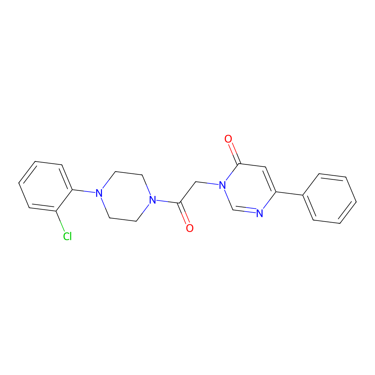 3-{2-[4-(2-Chlorophenyl)piperazin-1-yl]-2-oxoethyl}-6-phenyl-3,4-dihydropyrimidin-4-one molecular structure, CAS 1060198-21-1