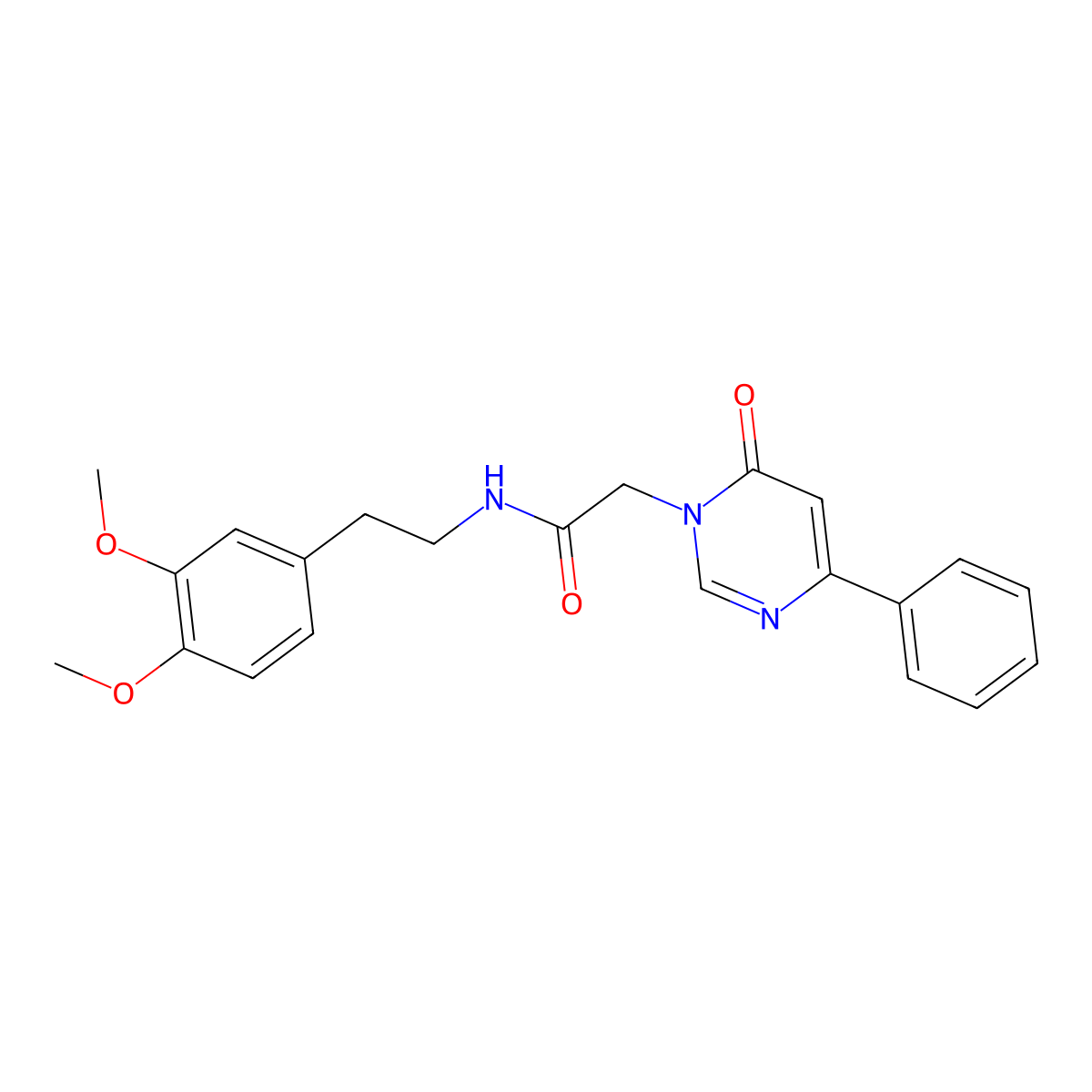 N-[2-(3,4-dimethoxyphenyl)ethyl]-2-(6-oxo-4-phenyl-1,6-dihydropyrimidin-1-yl)acetamide molecular structure, CAS 1060198-29-9