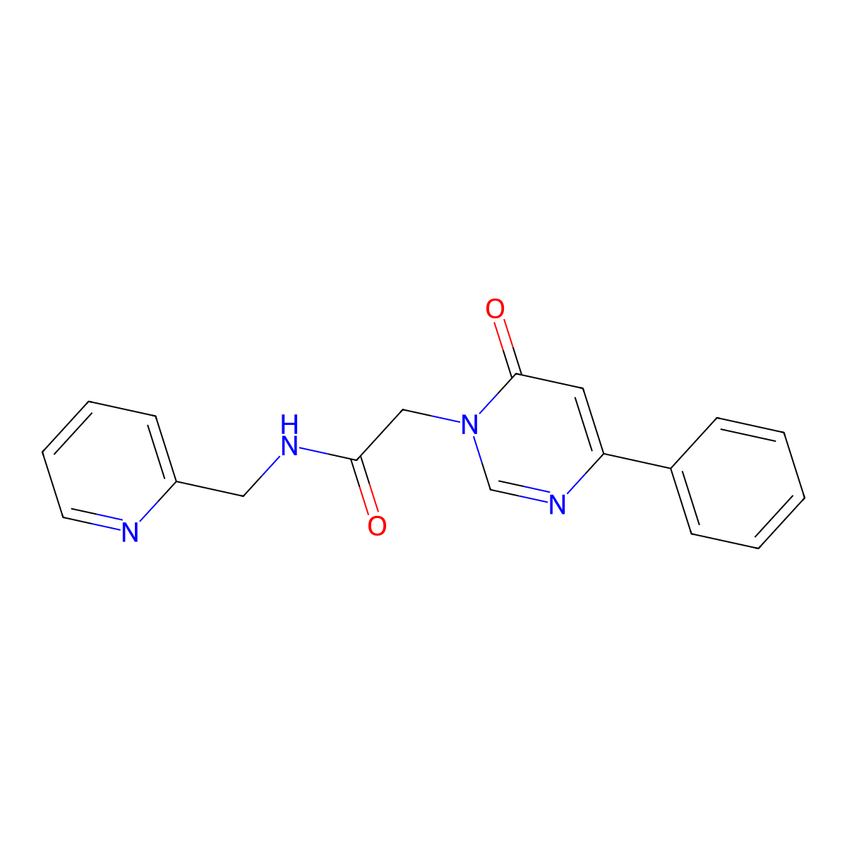 2-(6-oxo-4-phenyl-1,6-dihydropyrimidin-1-yl)-N-[(pyridin-2-yl)methyl]acetamide molecular structure, CAS 1060198-45-9
