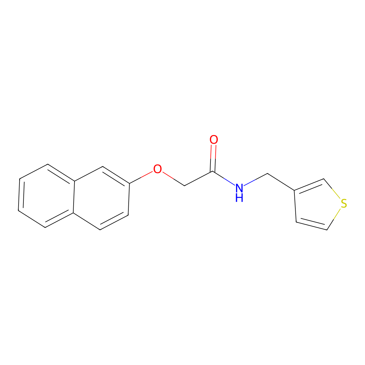 2-(naphthalen-2-yloxy)-N-[(thiophen-3-yl)methyl]acetamide molecular structure, CAS 1060198-75-5
