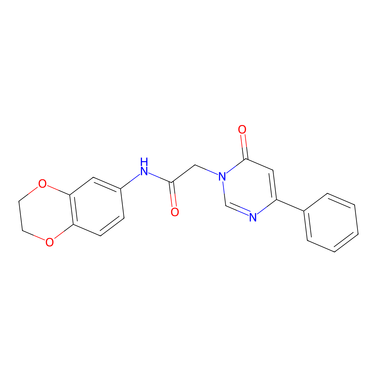 N-(2,3-dihydro-1,4-benzodioxin-6-yl)-2-(6-oxo-4-phenyl-1,6-dihydropyrimidin-1-yl)acetamide molecular structure, CAS 1060198-77-7