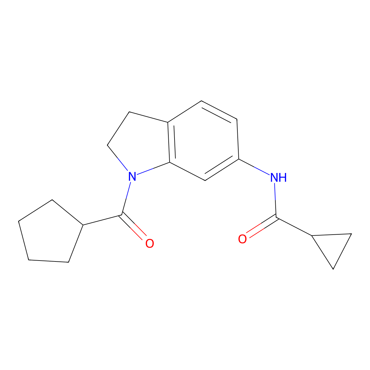 N-(1-cyclopentanecarbonyl-2,3-dihydro-1H-indol-6-yl)cyclopropanecarboxamide molecular structure, CAS 1060198-84-6