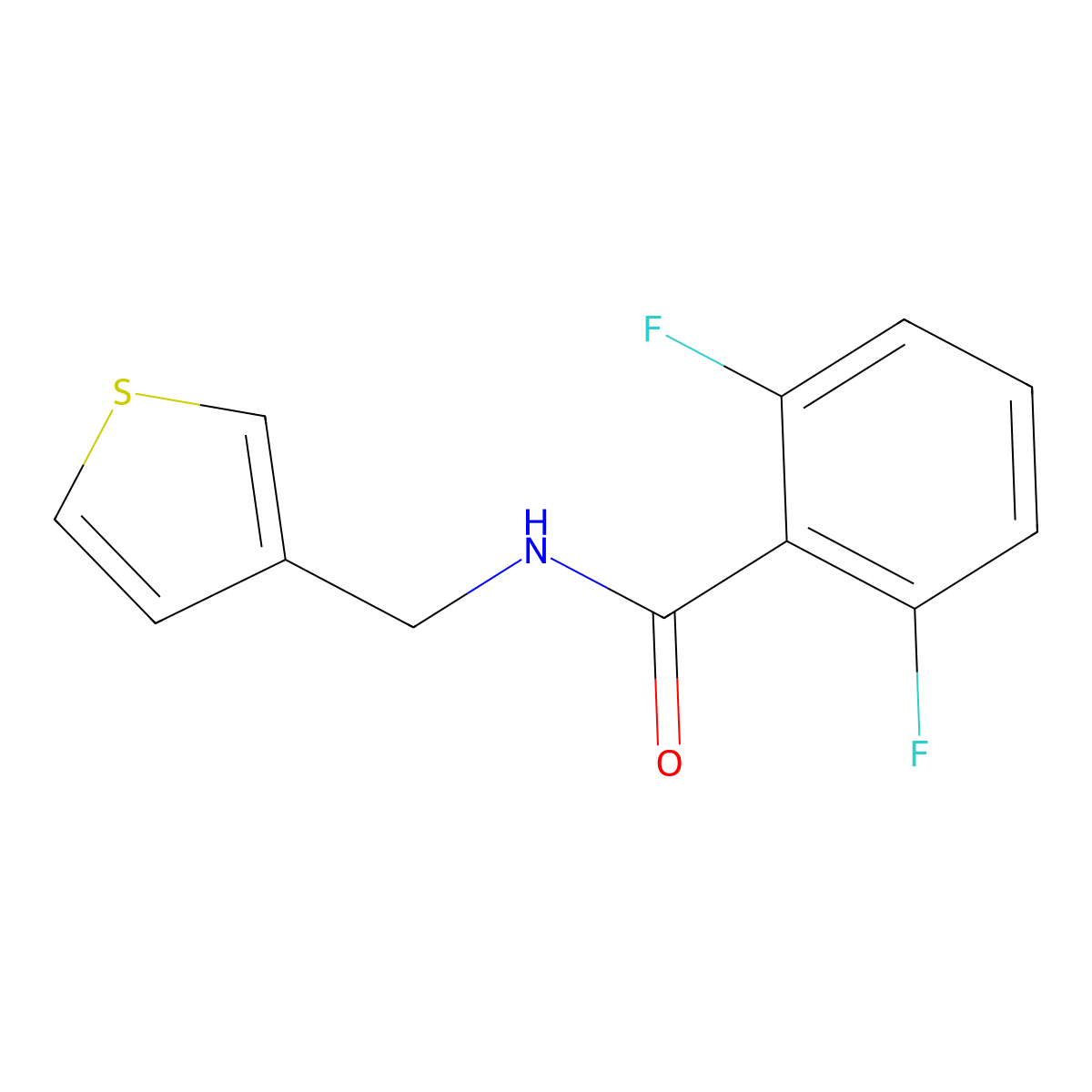 2,6-difluoro-N-(thiophen-3-ylmethyl)benzamide molecular structure, CAS 1060198-99-3