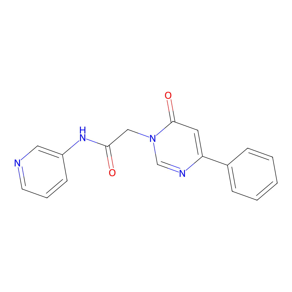 2-(6-oxo-4-phenyl-1,6-dihydropyrimidin-1-yl)-N-(pyridin-3-yl)acetamide molecular structure, CAS 1060199-01-0