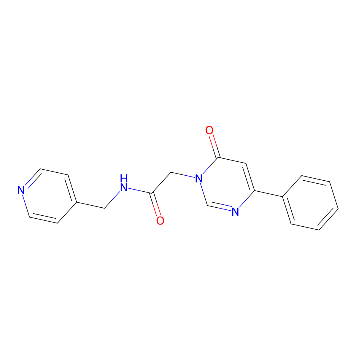 2-(6-oxo-4-phenyl-1,6-dihydropyrimidin-1-yl)-N-[(pyridin-4-yl)methyl]acetamide molecular structure, CAS 1060199-87-2