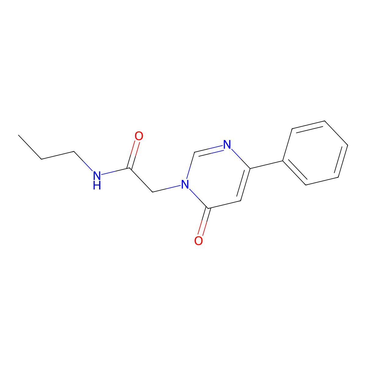 2-(6-oxo-4-phenyl-1,6-dihydropyrimidin-1-yl)-N-propylacetamide molecular structure, CAS 1060199-95-2