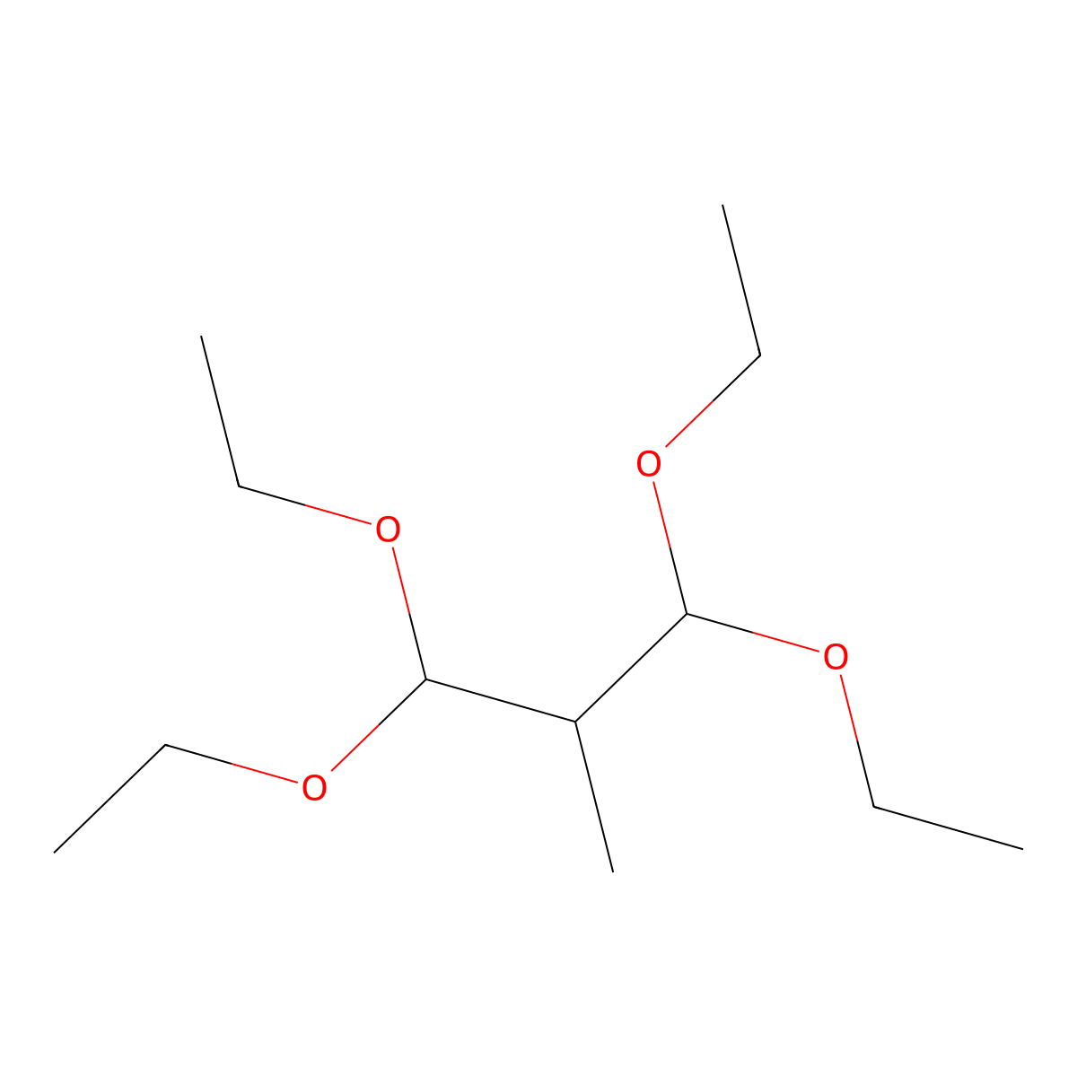 1,1,3,3-Tetraethoxy-2-methylpropane molecular structure, CAS 10602-37-6