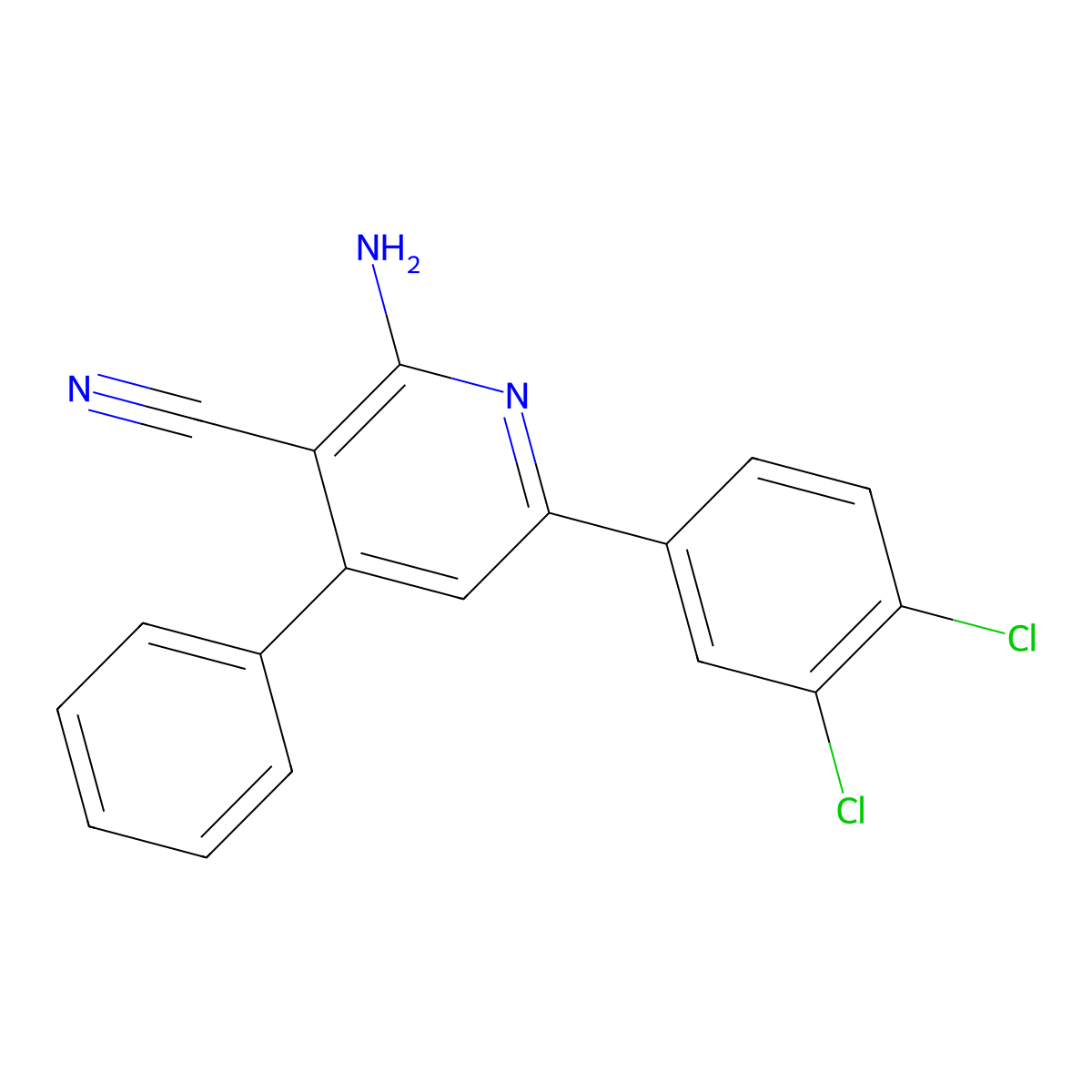 2-Amino-6-(3,4-dichlorophenyl)-4-phenylnicotinonitrile molecular structure, CAS 106020-47-7