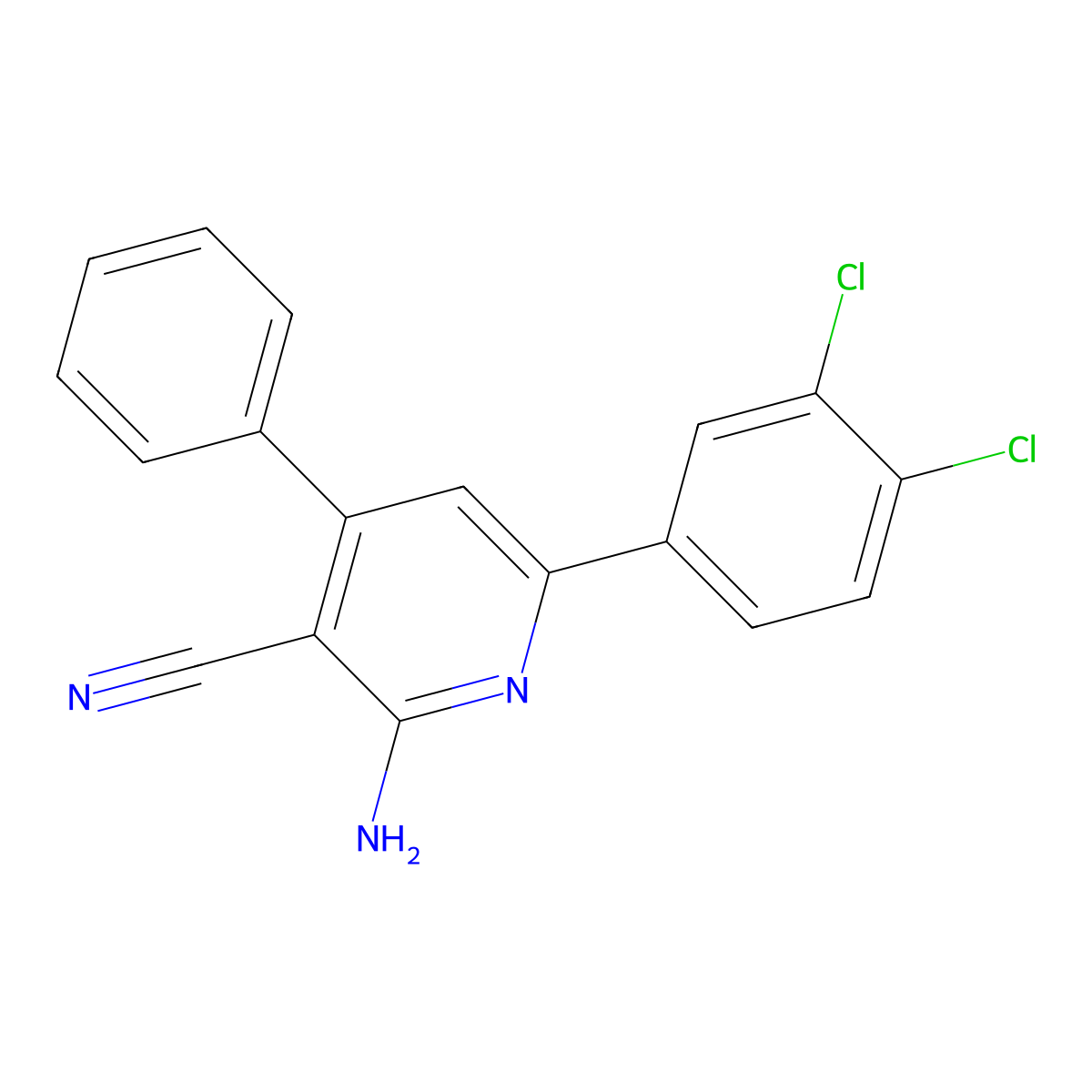 2-Amino-6-(3,4-dichlorophenyl)-4-phenylnicotinonitrile molecular structure, CAS 106020-47-7