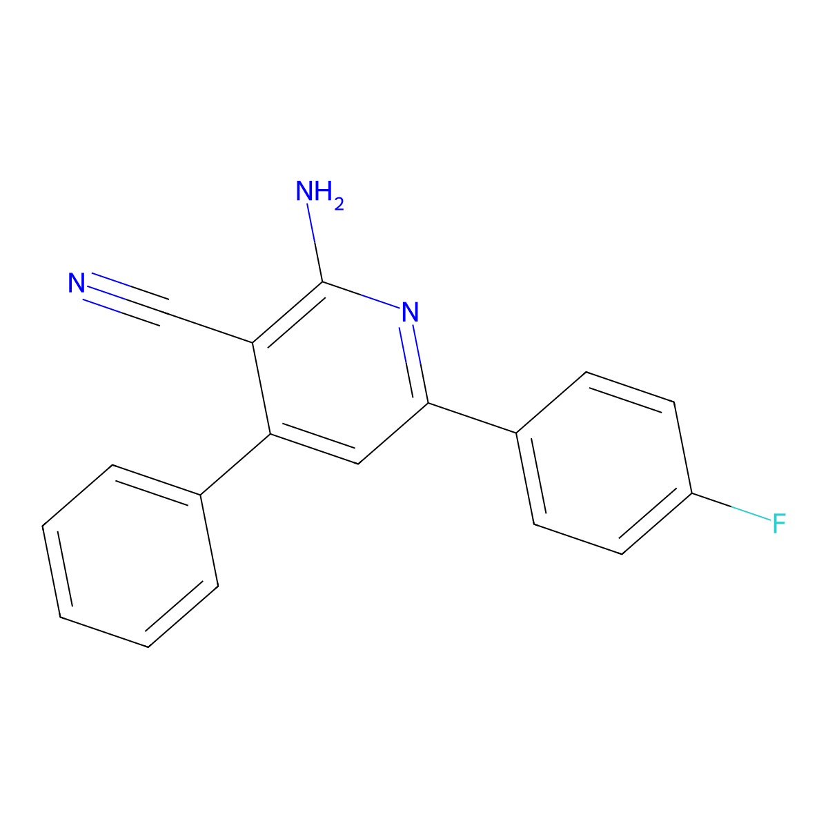 3-Pyridinecarbonitrile, 2-amino-6-(4-fluorophenyl)-4-phenyl- molecular structure, CAS 106020-48-8