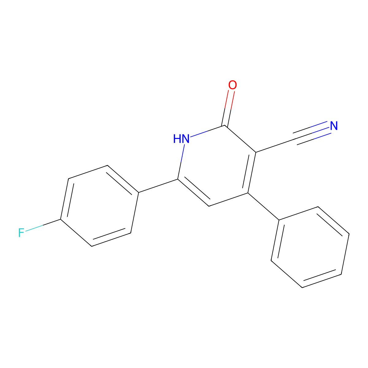 6-(4-Fluorophenyl)-1,2-dihydro-2-oxo-4-phenyl-3-pyridinecarbonitrile molecular structure, CAS 106020-49-9