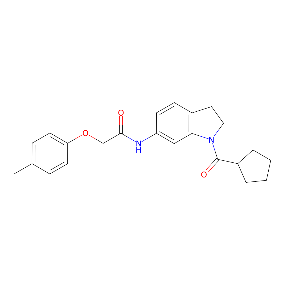 N-(1-(cyclopentanecarbonyl)indolin-6-yl)-2-(p-tolyloxy)acetamide molecular structure, CAS 1060200-18-1