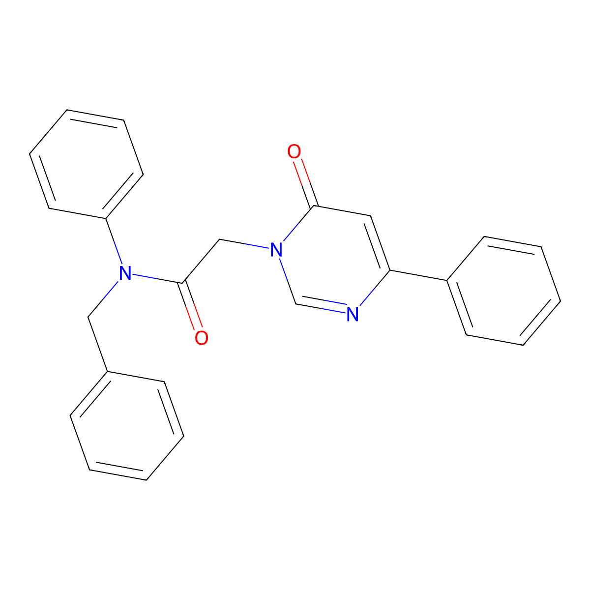N-benzyl-2-(6-oxo-4-phenylpyrimidin-1(6H)-yl)-N-phenylacetamide molecular structure, CAS 1060200-51-2