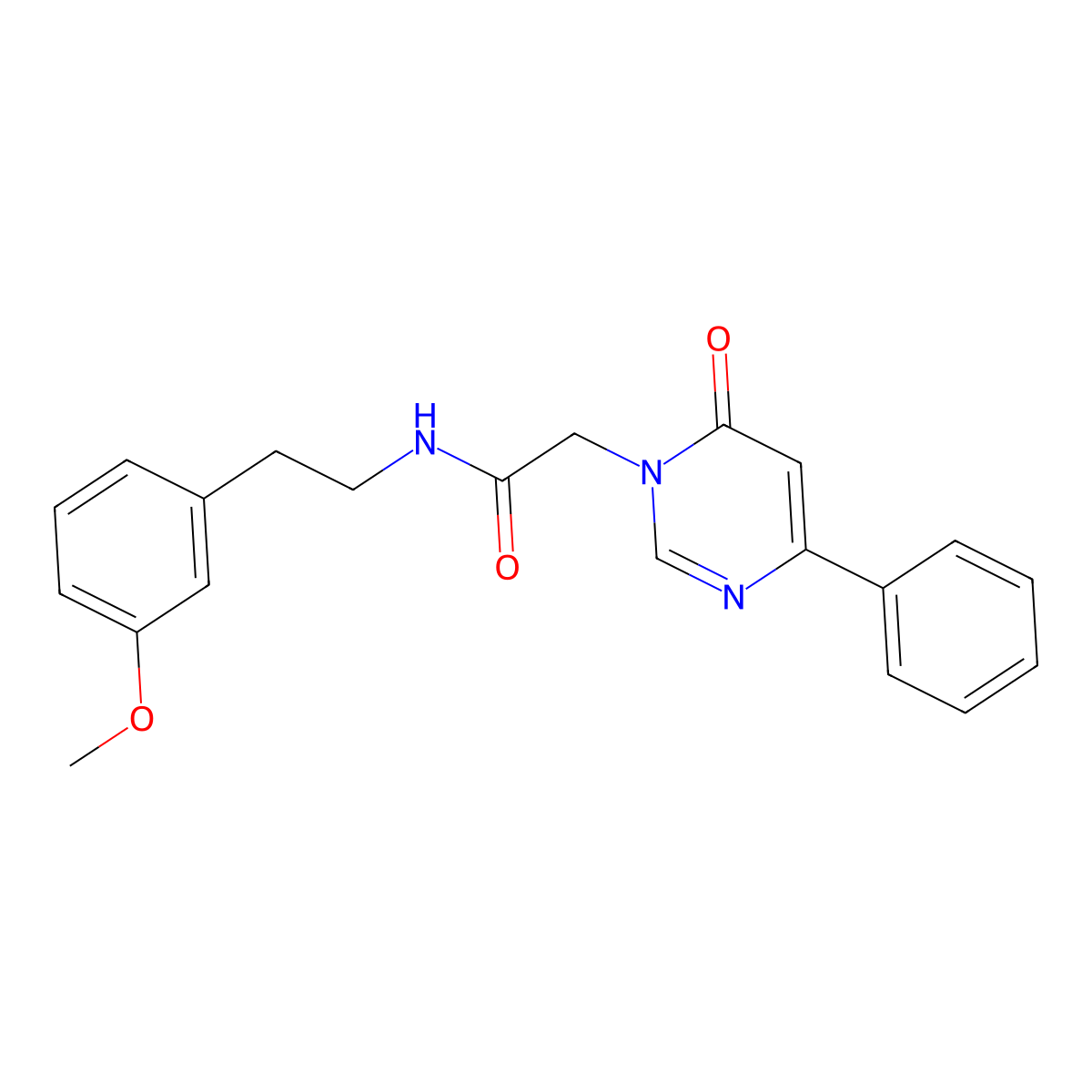 N-[2-(3-methoxyphenyl)ethyl]-2-(6-oxo-4-phenyl-1,6-dihydropyrimidin-1-yl)acetamide molecular structure, CAS 1060201-13-9