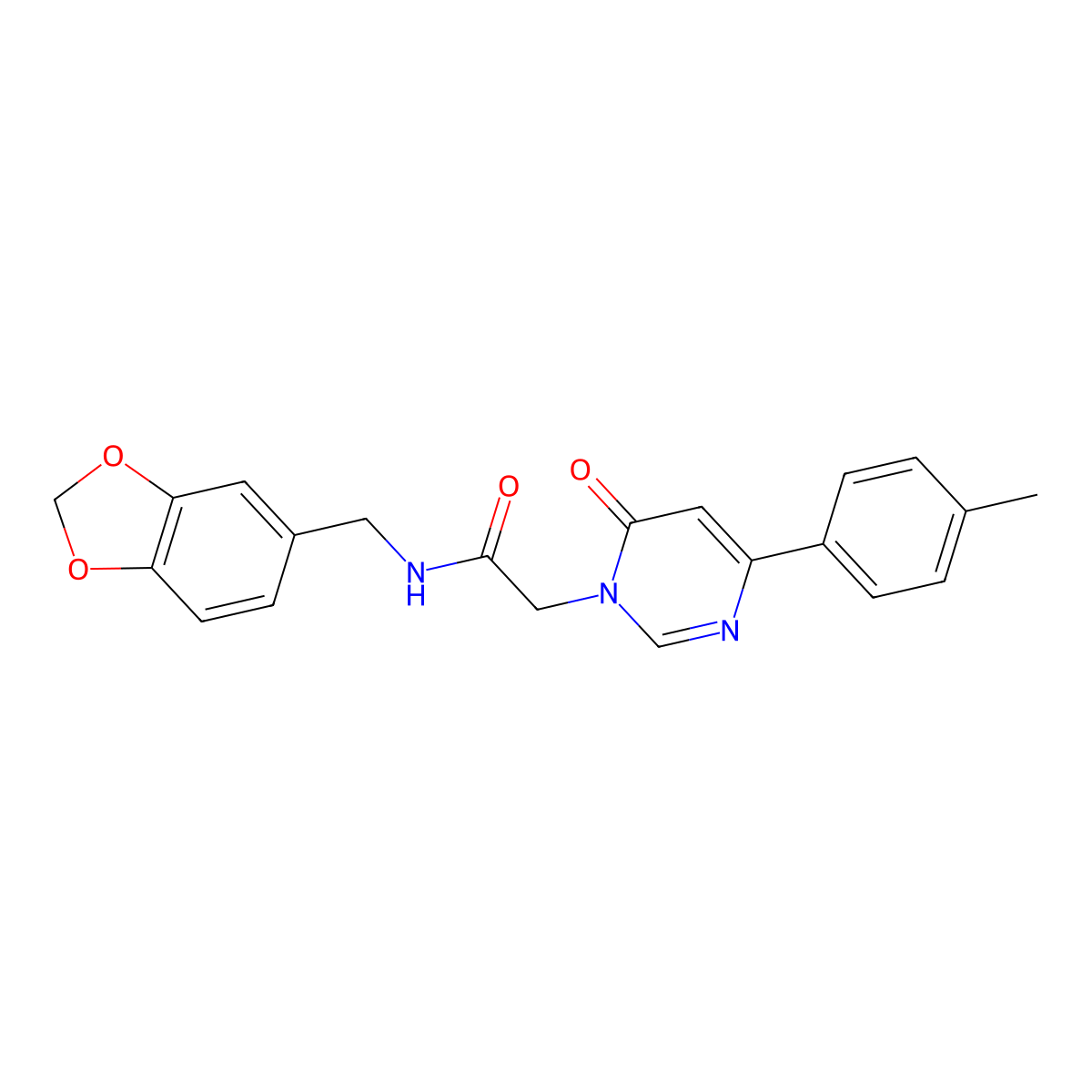 N-[(2H-1,3-benzodioxol-5-yl)methyl]-2-[4-(4-methylphenyl)-6-oxo-1,6-dihydropyrimidin-1-yl]acetamide molecular structure, CAS 1060201-92-4