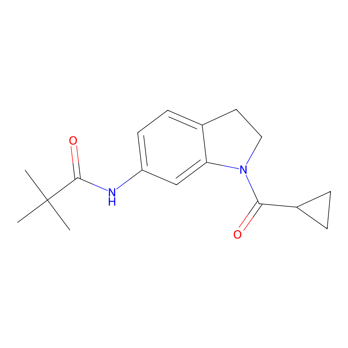 N-(1-cyclopropanecarbonyl-2,3-dihydro-1H-indol-6-yl)-2,2-dimethylpropanamide molecular structure, CAS 1060202-30-3