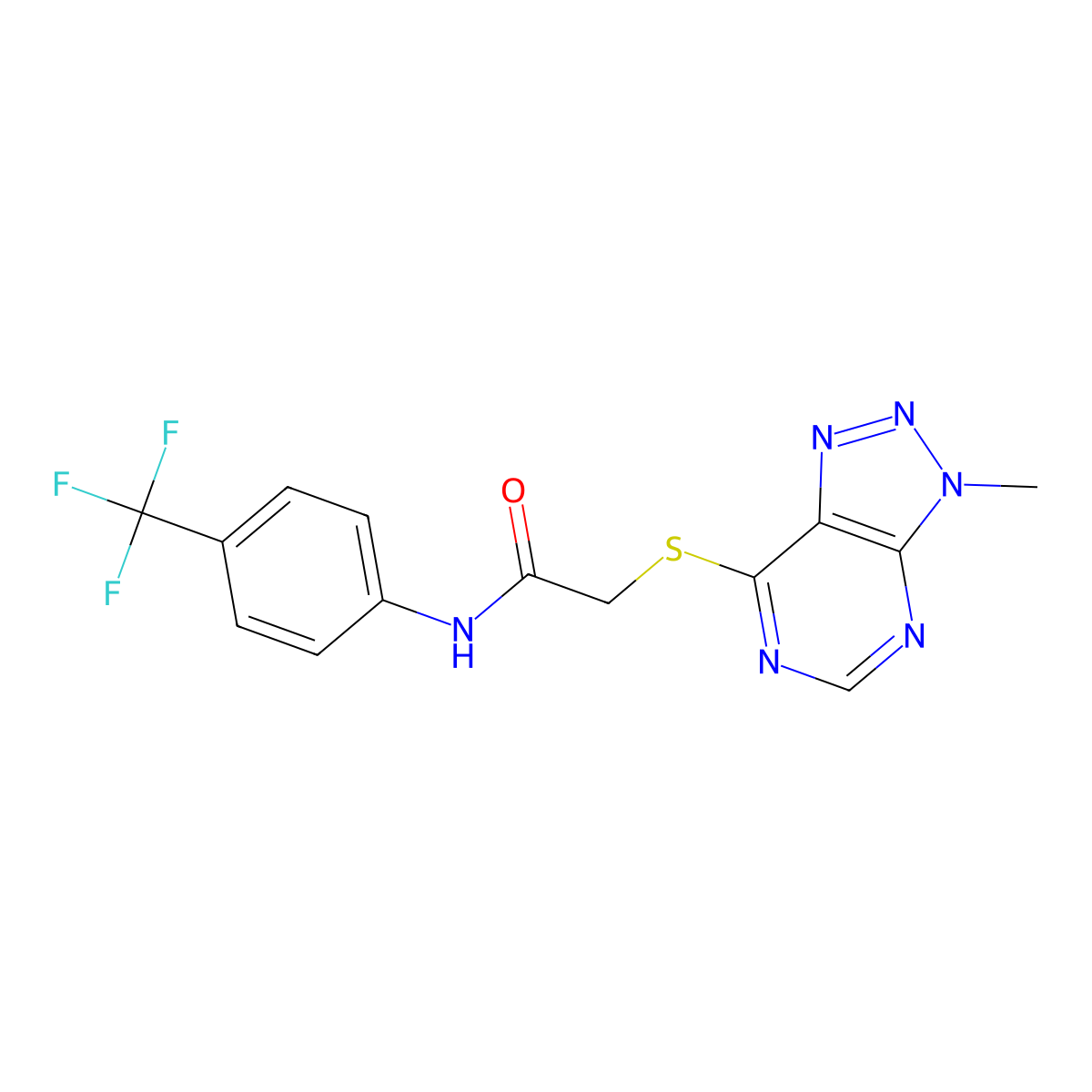 2-((3-methyl-3H-[1,2,3]triazolo[4,5-d]pyrimidin-7-yl)thio)-N-(4-(trifluoromethyl)phenyl)acetamide molecular structure, CAS 1060202-44-9