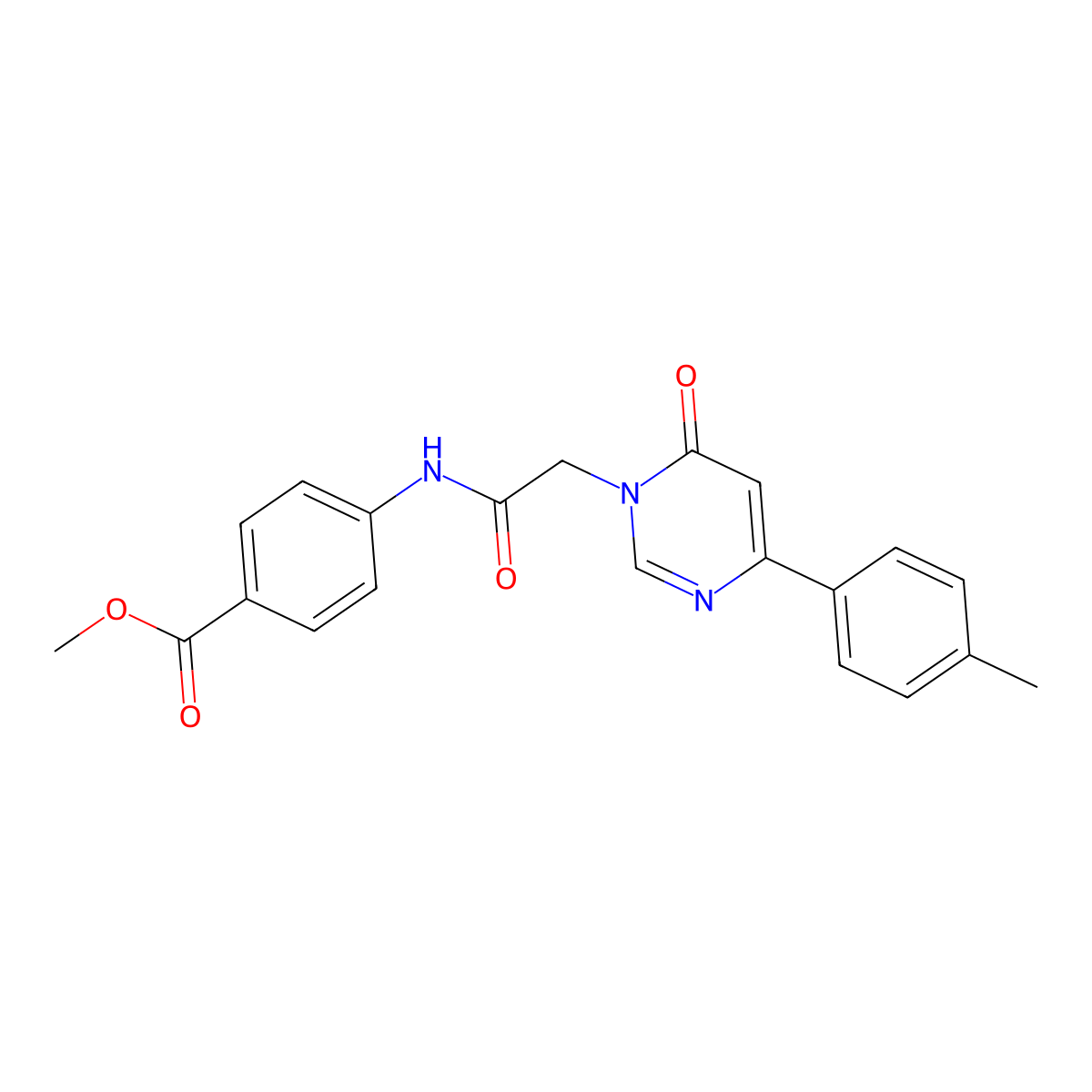 Methyl 4-{2-[4-(4-methylphenyl)-6-oxo-1,6-dihydropyrimidin-1-yl]acetamido}benzoate molecular structure, CAS 1060202-55-2