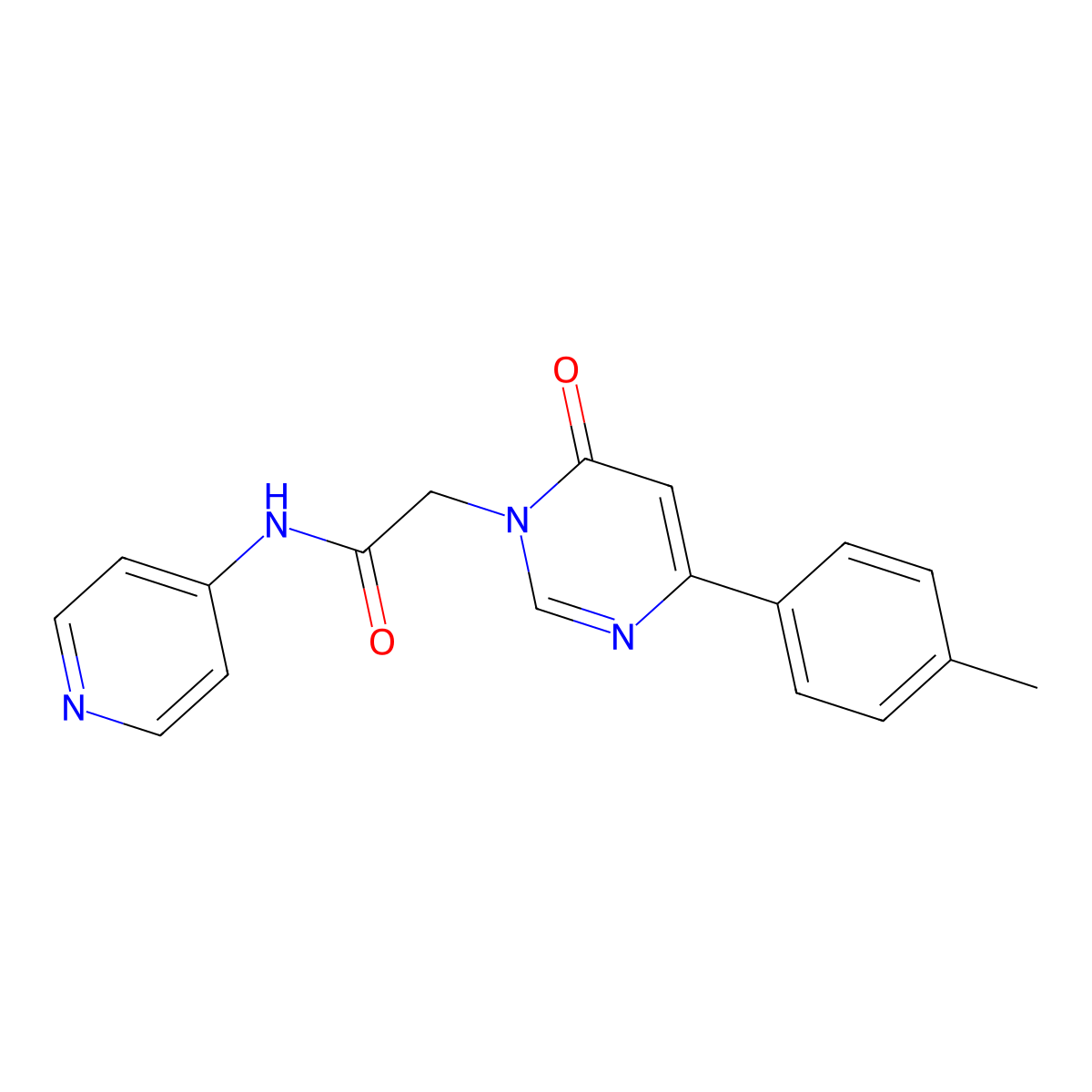 2-[4-(4-methylphenyl)-6-oxo-1,6-dihydropyrimidin-1-yl]-N-(pyridin-4-yl)acetamide molecular structure, CAS 1060202-62-1