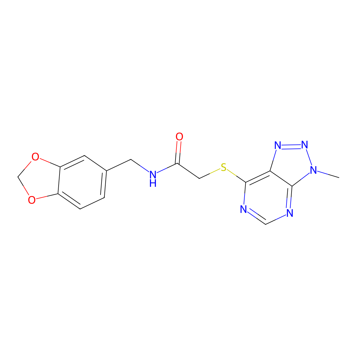 N-(benzo[d][1,3]dioxol-5-ylmethyl)-2-((3-methyl-3H-[1,2,3]triazolo[4,5-d]pyrimidin-7-yl)thio)acetamide molecular structure, CAS 1060202-74-5