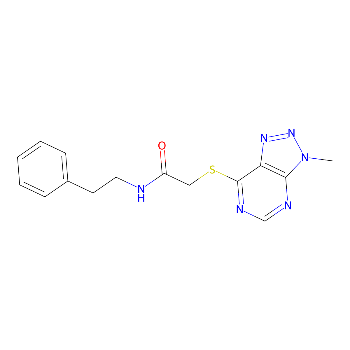 2-((3-methyl-3H-[1,2,3]triazolo[4,5-d]pyrimidin-7-yl)thio)-N-phenethylacetamide molecular structure, CAS 1060202-82-5