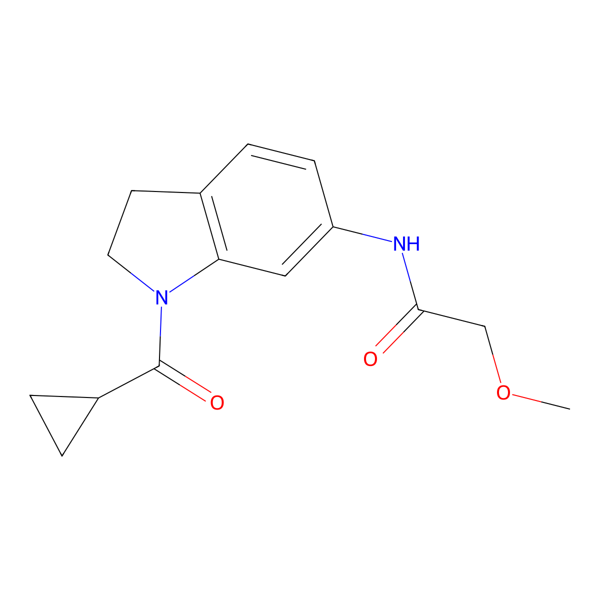 N-(1-cyclopropanecarbonyl-2,3-dihydro-1H-indol-6-yl)-2-methoxyacetamide molecular structure, CAS 1060202-84-7