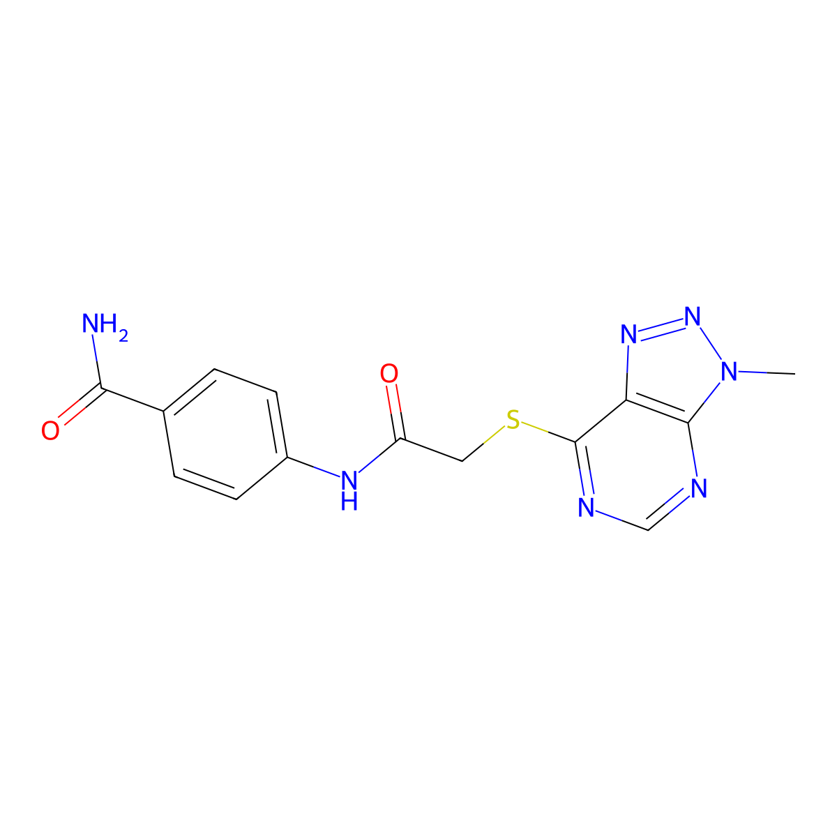 4-[2-({3-methyl-3H-[1,2,3]triazolo[4,5-d]pyrimidin-7-yl}sulfanyl)acetamido]benzamide molecular structure, CAS 1060202-90-5