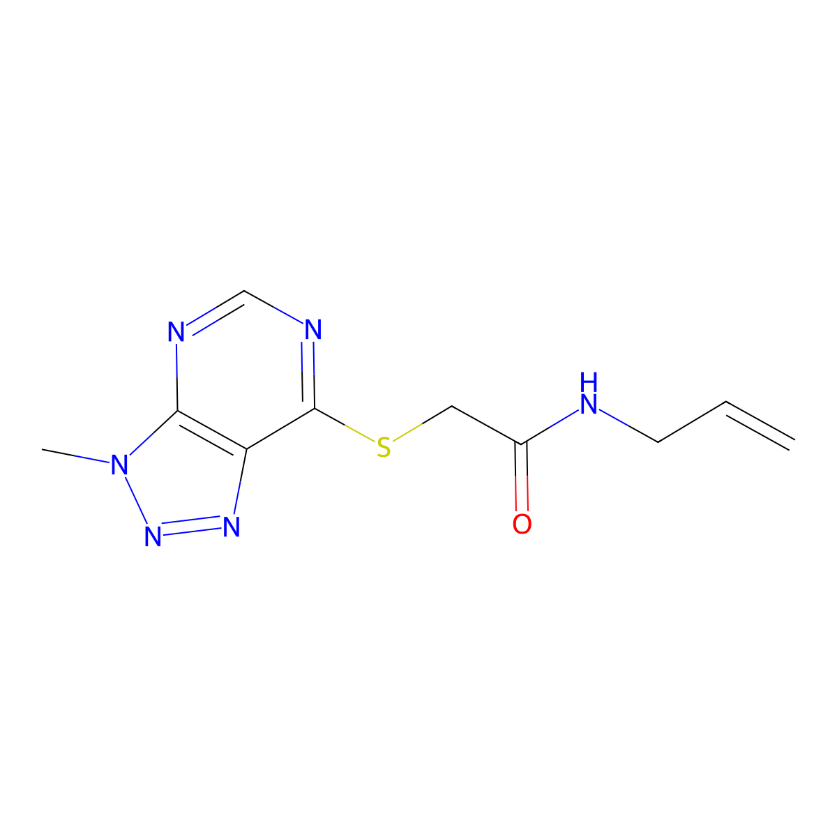 N-allyl-2-((3-methyl-3H-[1,2,3]triazolo[4,5-d]pyrimidin-7-yl)thio)acetamide molecular structure, CAS 1060202-98-3