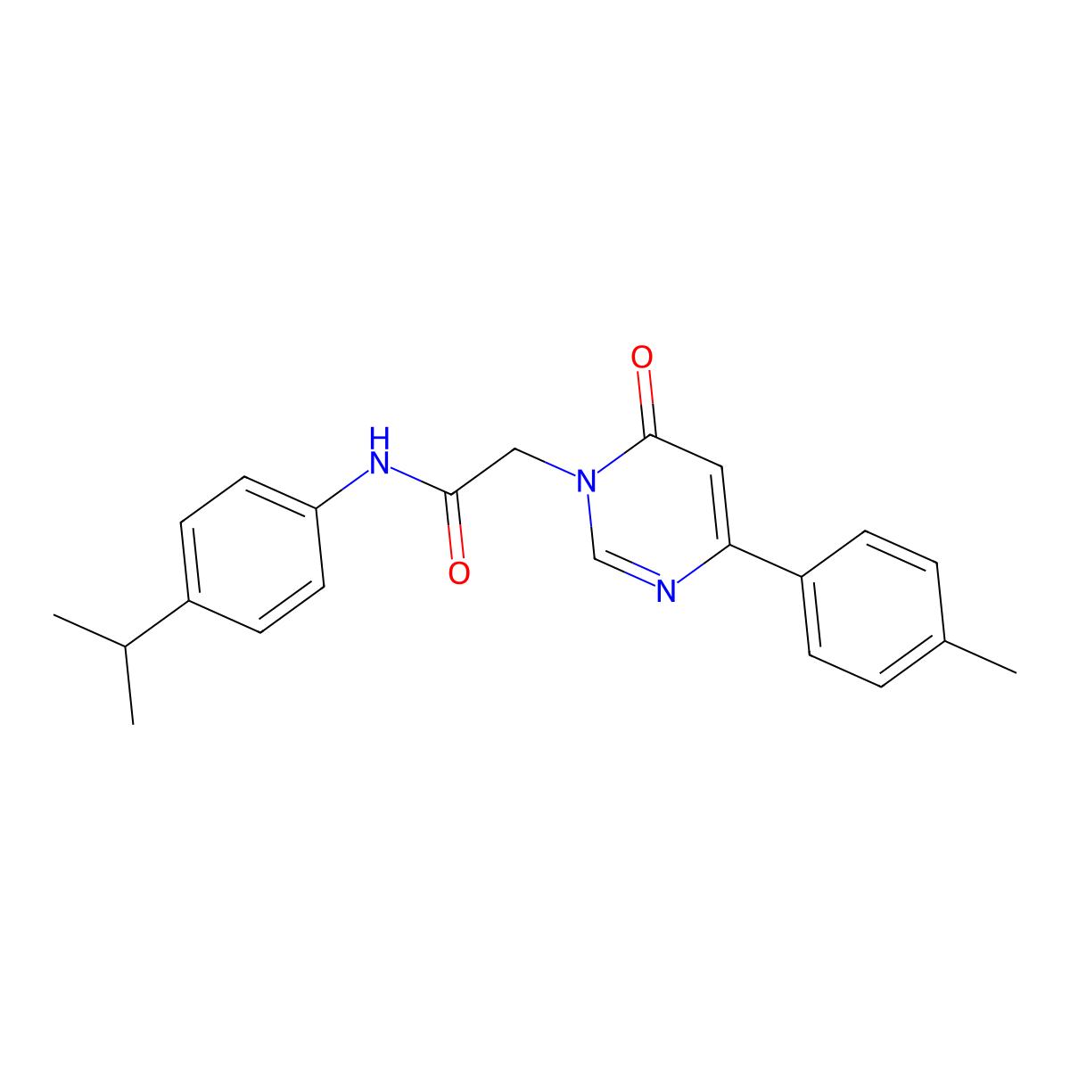 2-[4-(4-methylphenyl)-6-oxo-1,6-dihydropyrimidin-1-yl]-N-[4-(propan-2-yl)phenyl]acetamide molecular structure, CAS 1060203-02-2