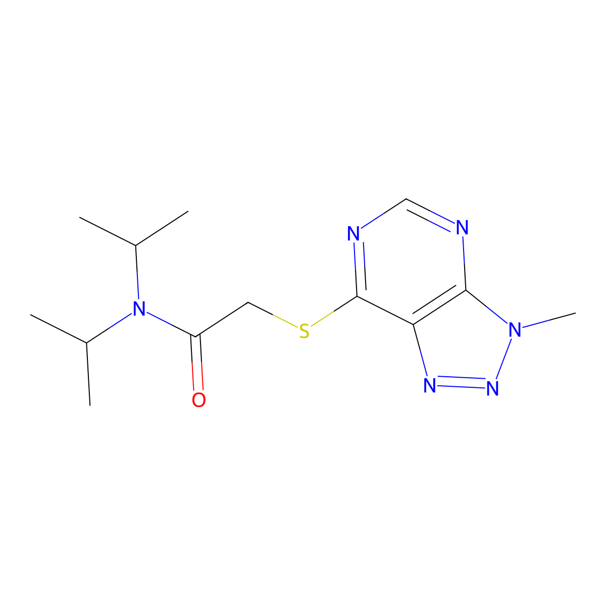 2-({3-methyl-3H-[1,2,3]triazolo[4,5-d]pyrimidin-7-yl}sulfanyl)-N,N-bis(propan-2-yl)acetamide molecular structure, CAS 1060203-06-6