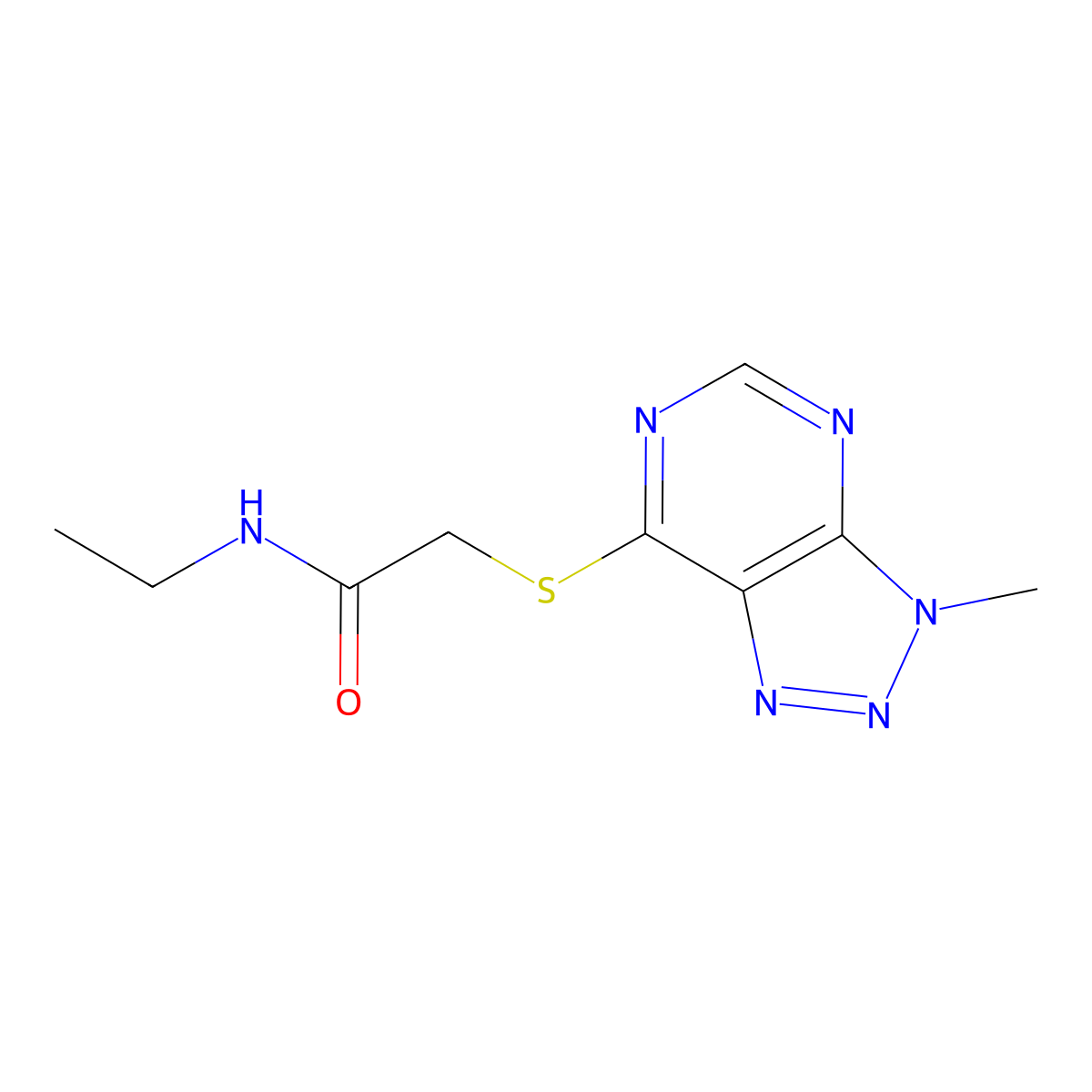 N-ethyl-2-({3-methyl-3H-[1,2,3]triazolo[4,5-d]pyrimidin-7-yl}sulfanyl)acetamide molecular structure, CAS 1060203-22-6