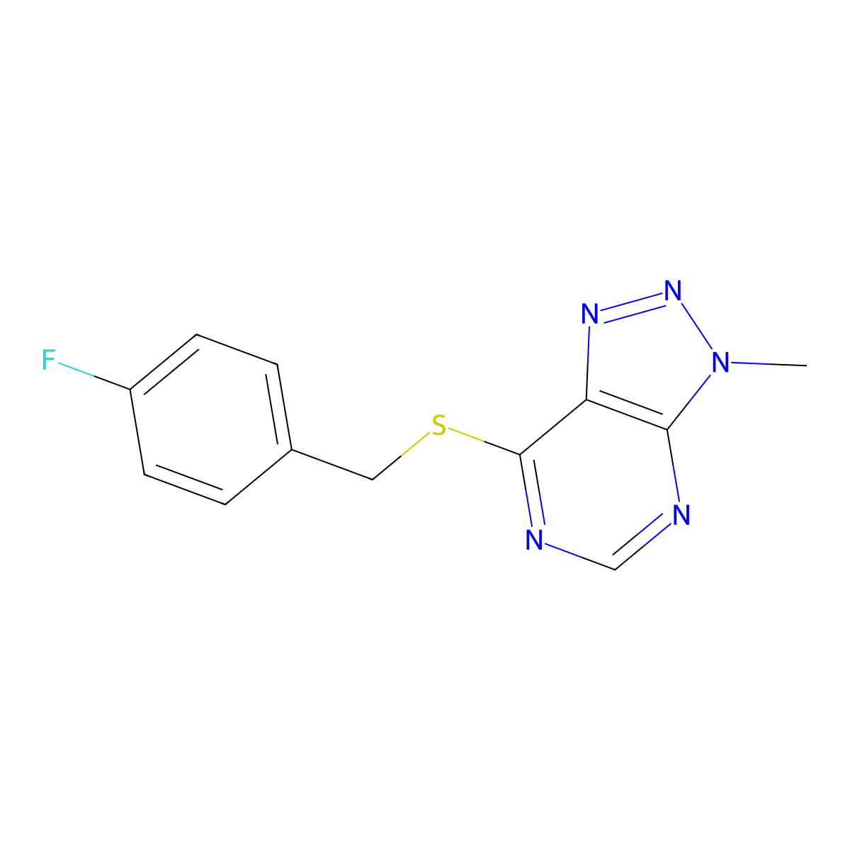 7-((4-fluorobenzyl)thio)-3-methyl-3H-[1,2,3]triazolo[4,5-d]pyrimidine molecular structure, CAS 1060203-30-6