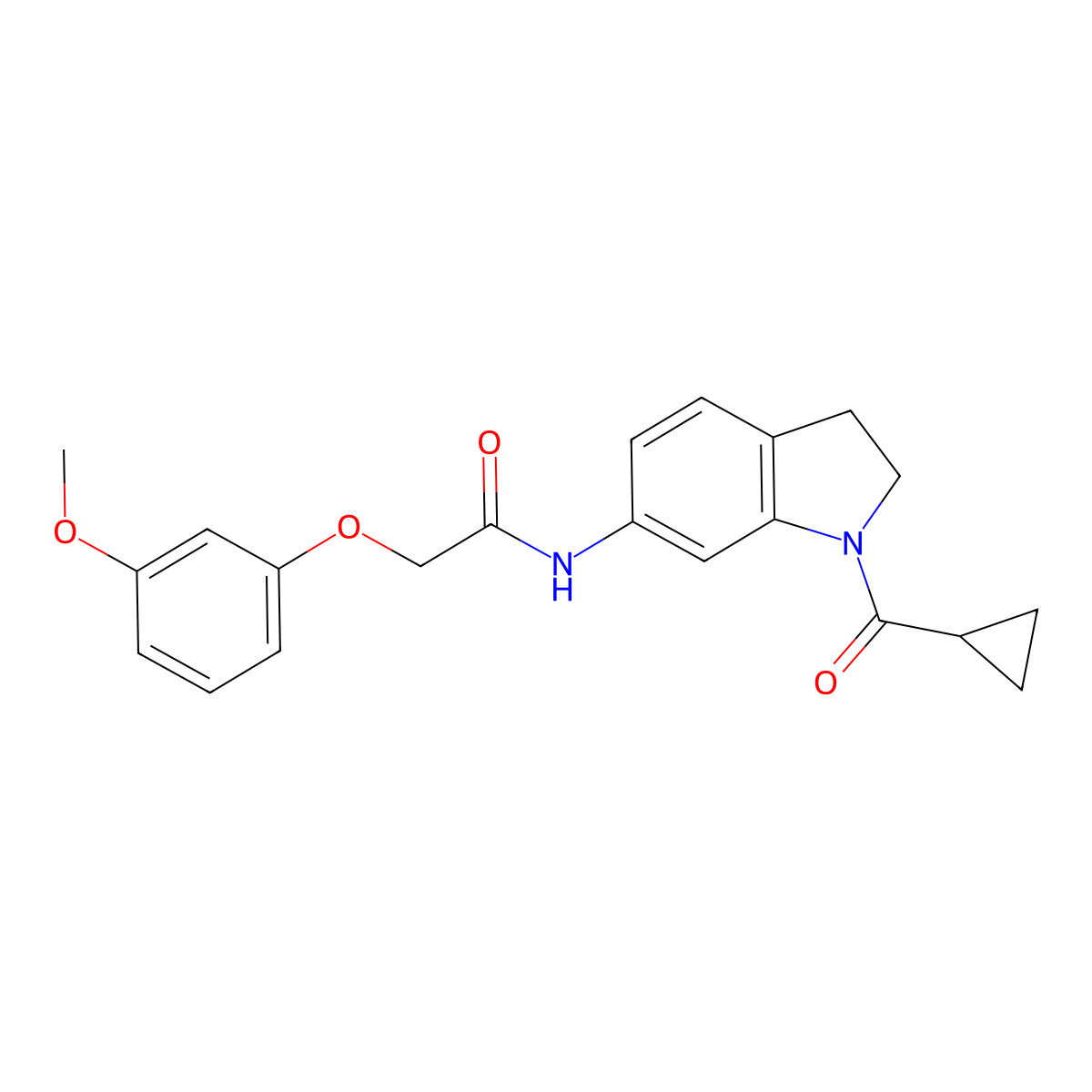 N-(1-cyclopropanecarbonyl-2,3-dihydro-1H-indol-6-yl)-2-(3-methoxyphenoxy)acetamide molecular structure, CAS 1060203-40-8
