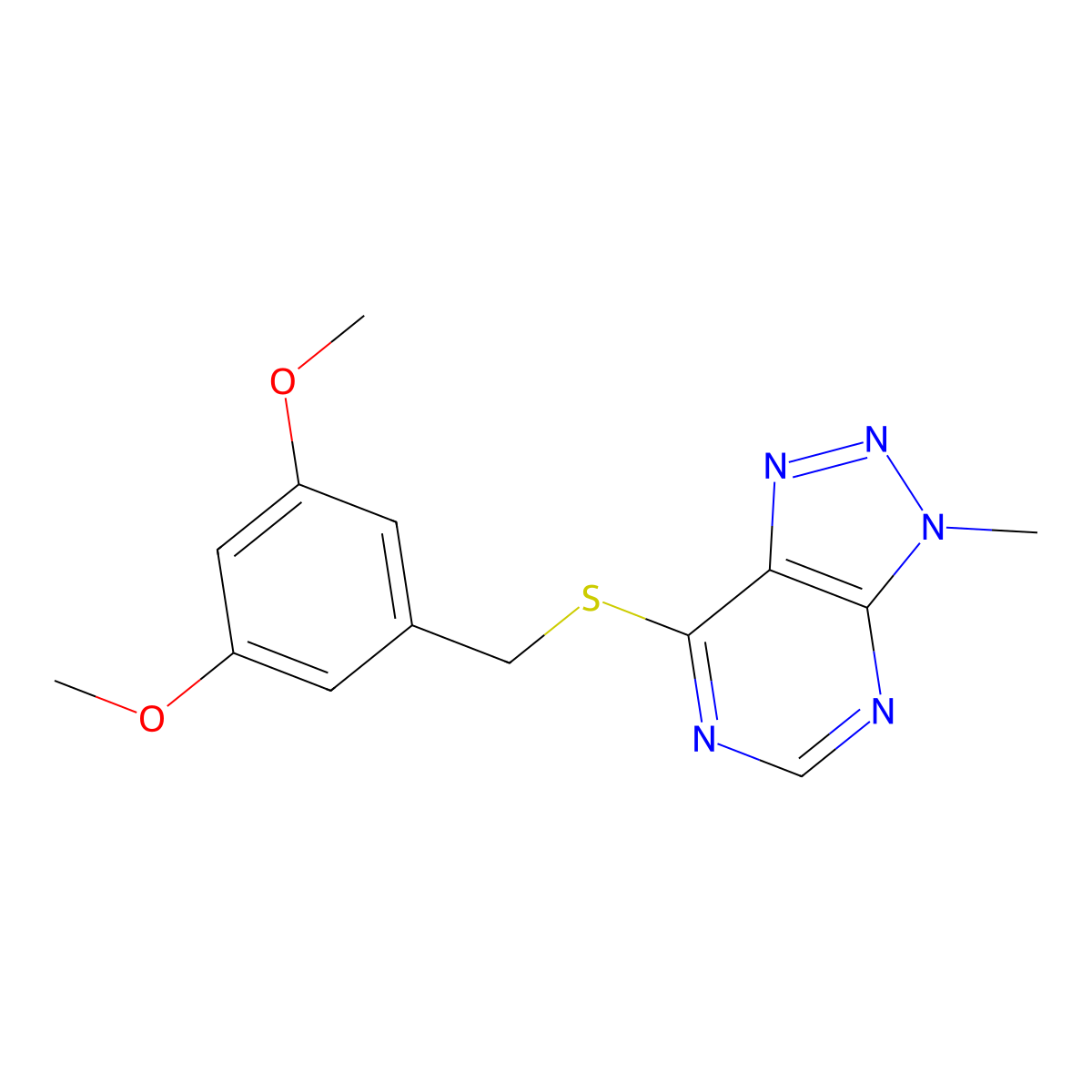 7-((3,5-dimethoxybenzyl)thio)-3-methyl-3H-[1,2,3]triazolo[4,5-d]pyrimidine molecular structure, CAS 1060203-70-4