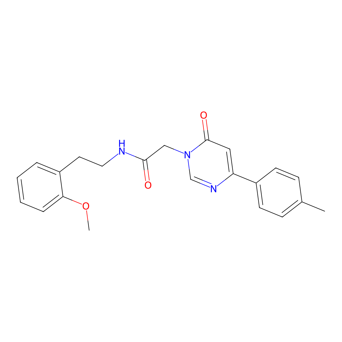 N-[2-(2-methoxyphenyl)ethyl]-2-[4-(4-methylphenyl)-6-oxo-1,6-dihydropyrimidin-1-yl]acetamide molecular structure, CAS 1060204-14-9