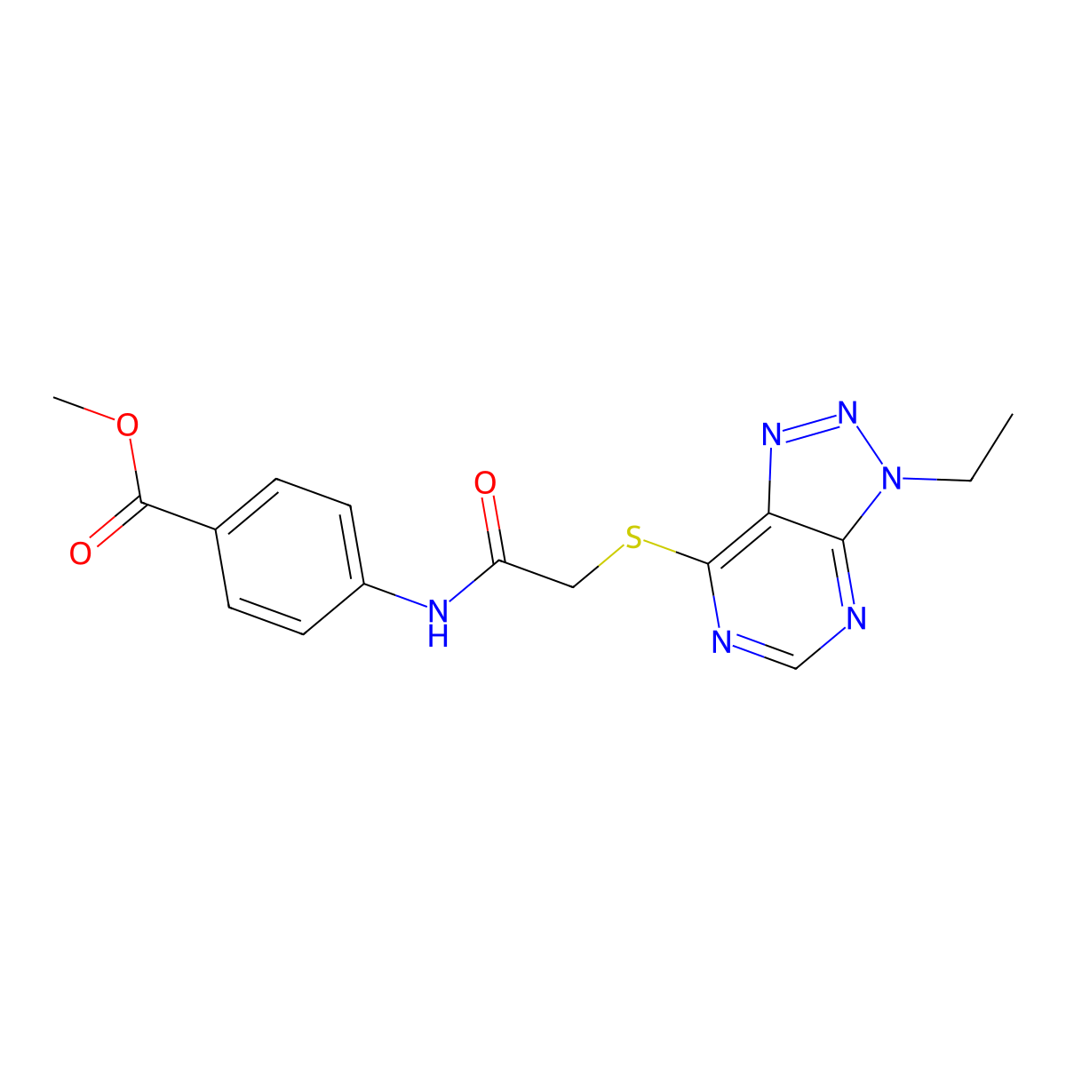 methyl 4-(2-((3-ethyl-3H-[1,2,3]triazolo[4,5-d]pyrimidin-7-yl)thio)acetamido)benzoate molecular structure, CAS 1060204-97-8