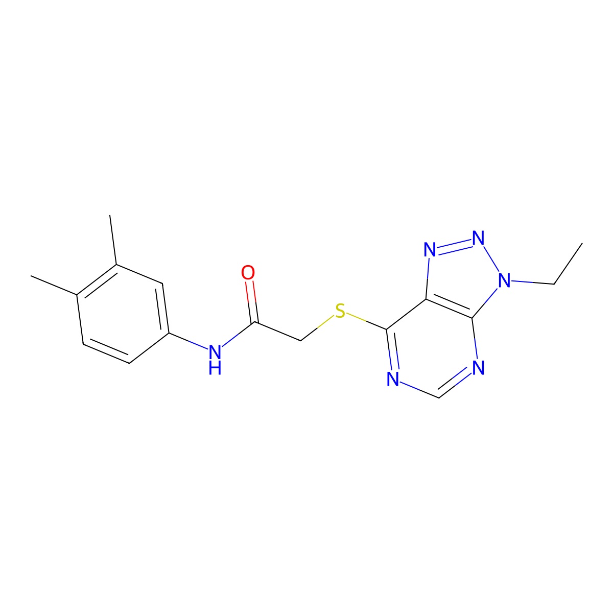 N-(3,4-dimethylphenyl)-2-((3-ethyl-3H-[1,2,3]triazolo[4,5-d]pyrimidin-7-yl)thio)acetamide molecular structure, CAS 1060205-52-8