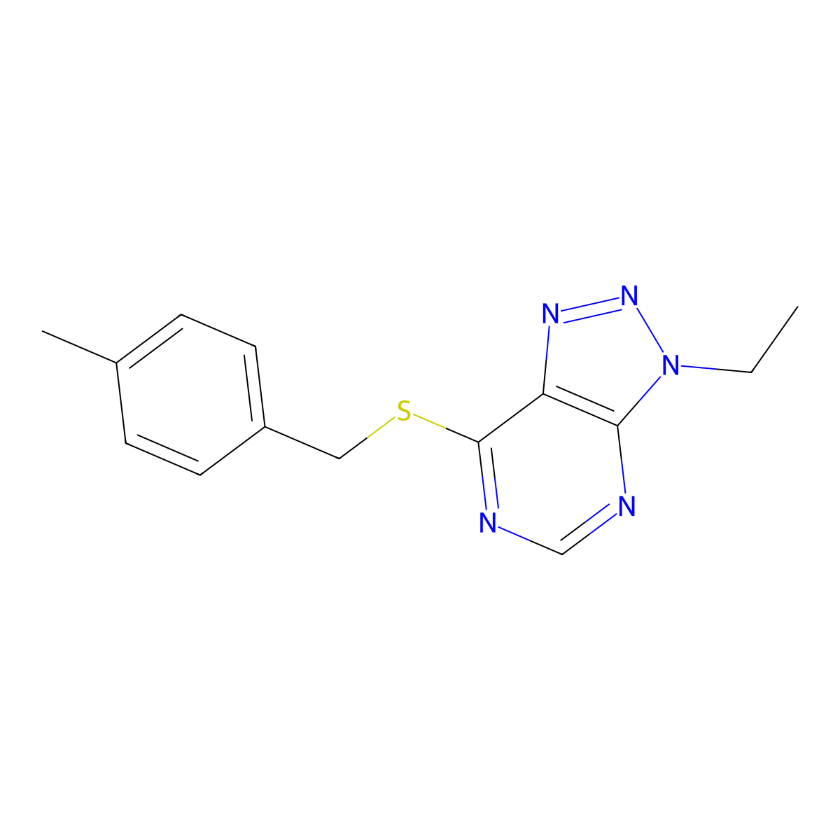 3-ethyl-7-((4-methylbenzyl)thio)-3H-[1,2,3]triazolo[4,5-d]pyrimidine molecular structure, CAS 1060205-84-6