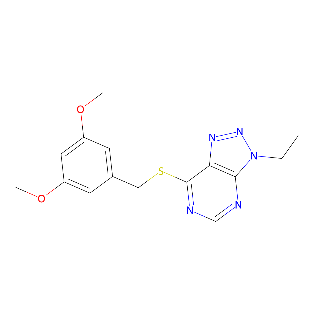 7-((3,5-dimethoxybenzyl)thio)-3-ethyl-3H-[1,2,3]triazolo[4,5-d]pyrimidine molecular structure, CAS 1060206-08-7