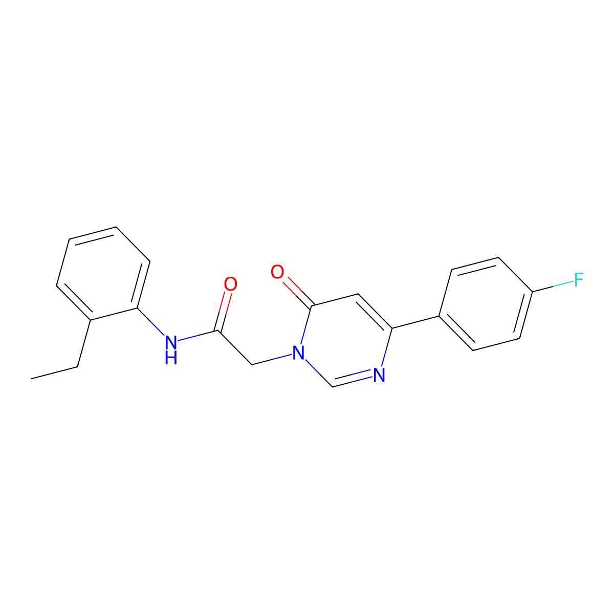 N-(2-ethylphenyl)-2-[4-(4-fluorophenyl)-6-oxo-1,6-dihydropyrimidin-1-yl]acetamide molecular structure, CAS 1060206-13-4